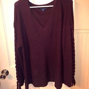 Slouchy Burgundy Vneck Sweater